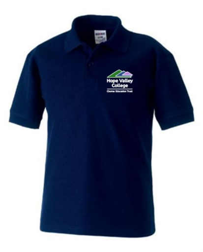 Navy polo shirt with HVC logo