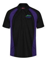 Black and purple polo shirt with the HVC logo