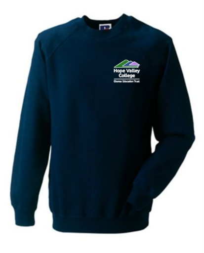 Navy sweatshirt with HVC logo