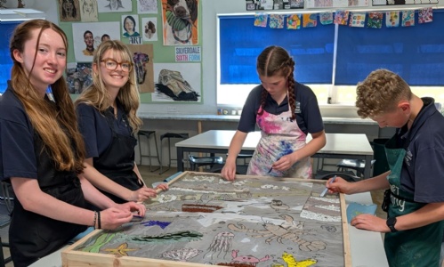 Hope Valley College students designing a well for Well Dressing